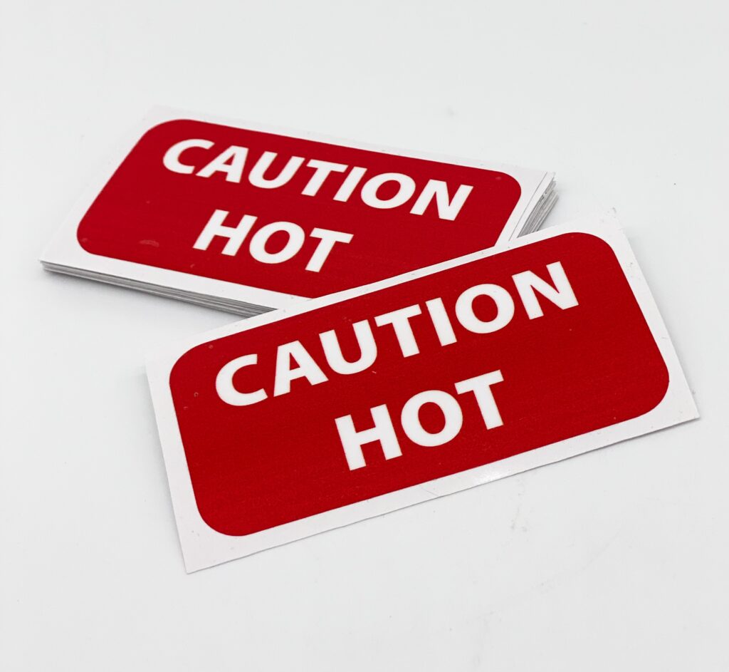 CAUTION HOT Sticker - ALB28-100 - Alberta Coach & Chassis Parts