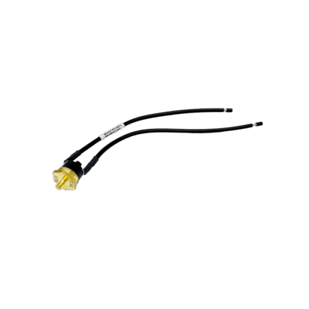 Thermostat with a brass sensor and wire connectors, shown on a white background. Aqua Hot ELE-HLT-322 220°F high limit thermostat for RV and motorhome Aqua-Hot or Hydro-Hot heating systems.